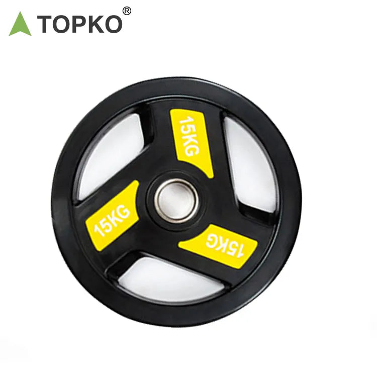 Black Three Holes Rubber Coated Weight Plates