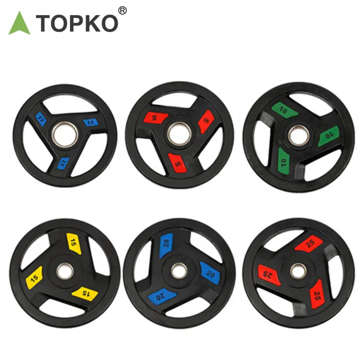 Black Three Holes Rubber Coated Weight Plates