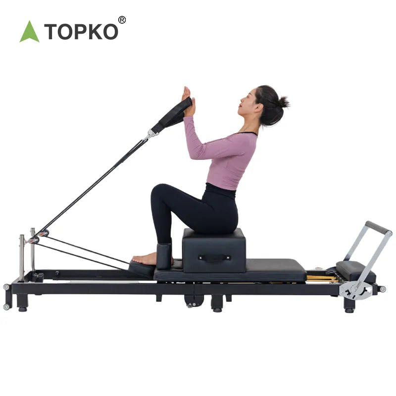 Foldable Pilates Reformer with Jump Box and Pedal