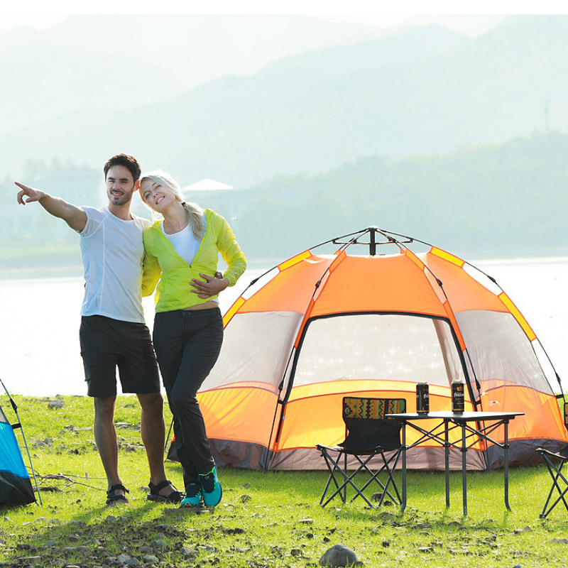 Hexagonal Waterproof Outdoor Camping Double Decker Tent