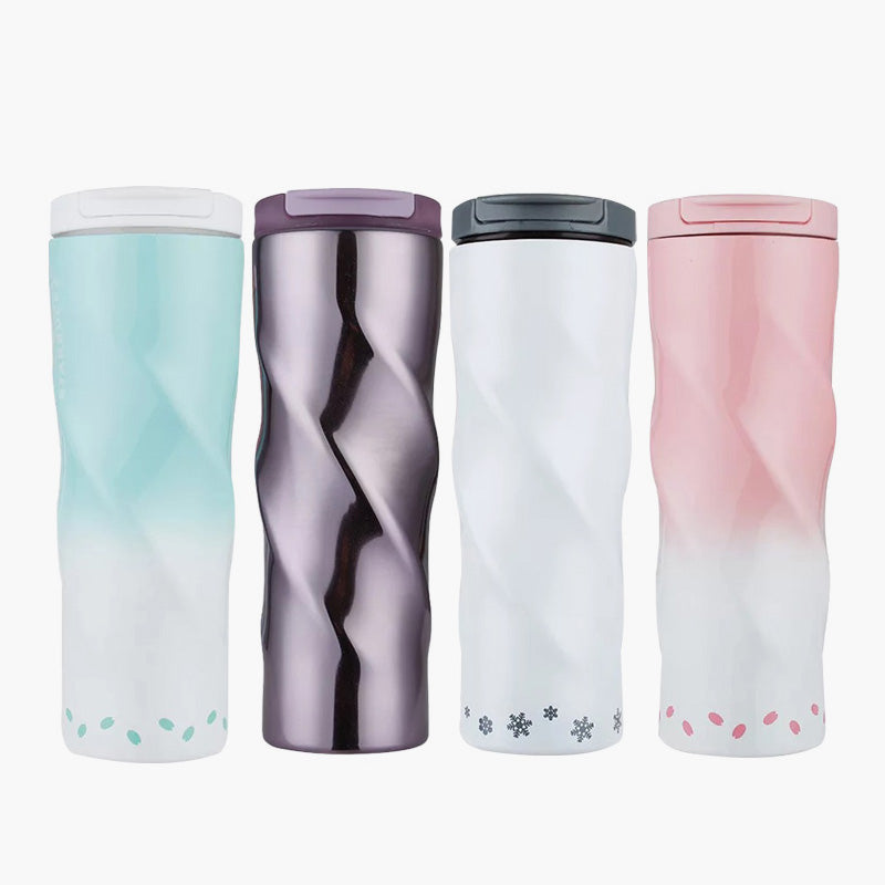Spiral-shaped irregular insulated water bottle