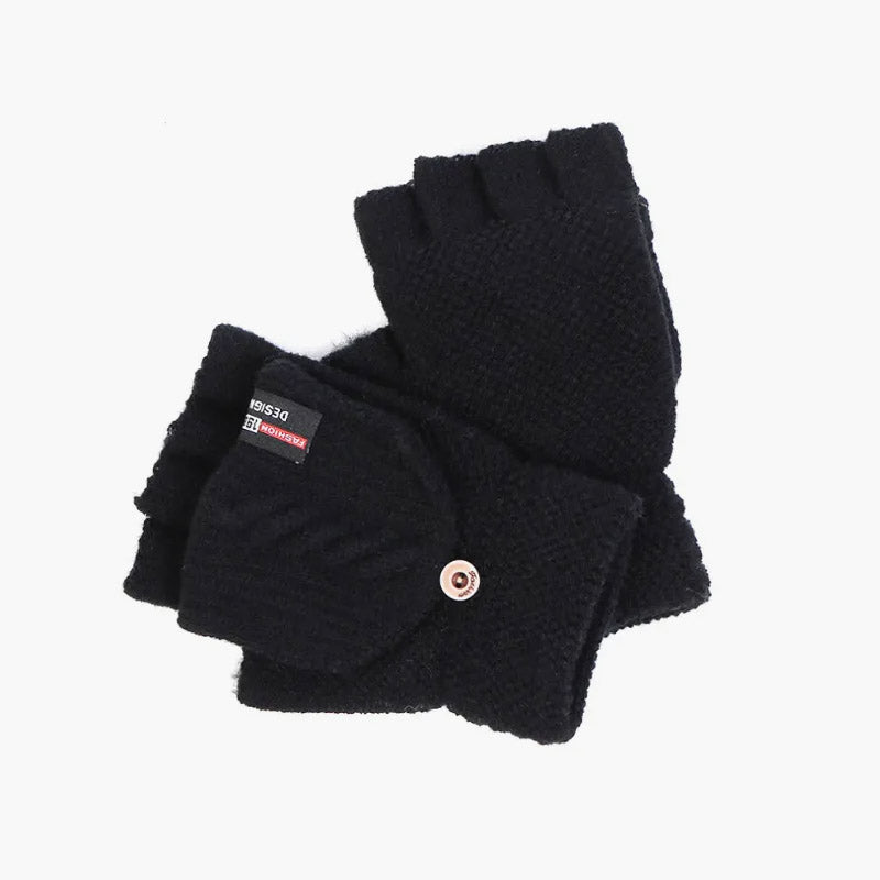 USB heat-resistant half-finger flip-up cold-weather gloves