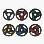 Black Three Holes Rubber Coated Weight Plates
