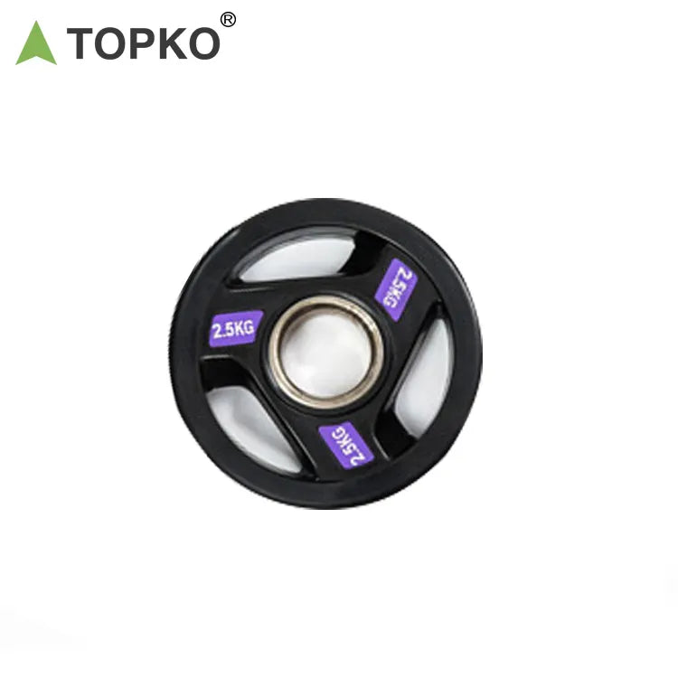 Black Three Holes Rubber Coated Weight Plates