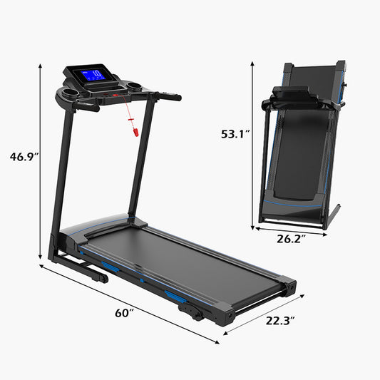 TOPKO 1.0HP Electric Treadmill with LCD Display and Cylinder Fold Design