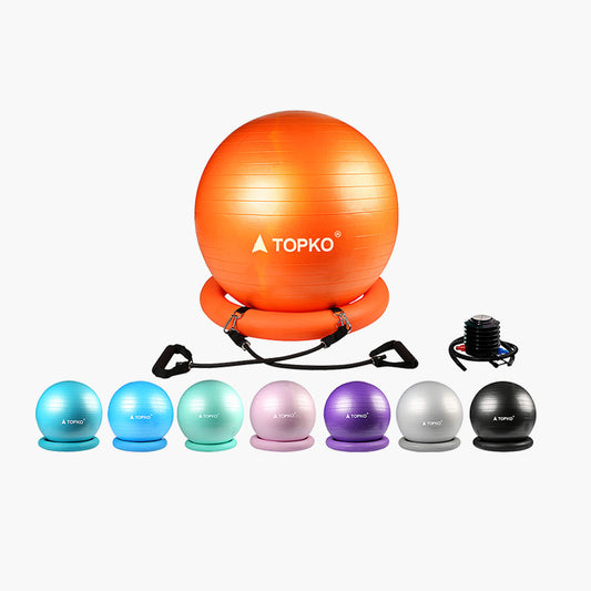 TOPKO Gym Ball with Base and Resistance bands