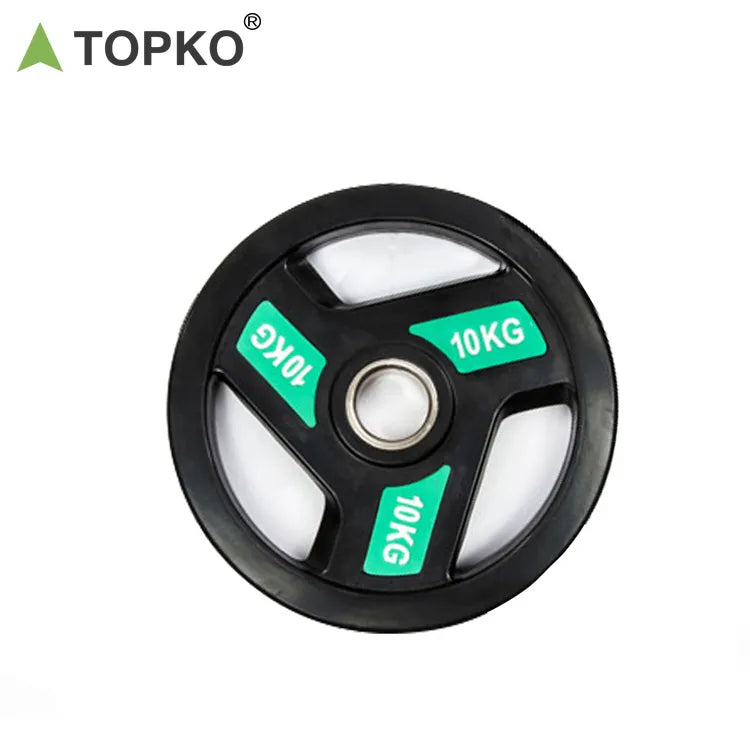 Black Three Holes Rubber Coated Weight Plates