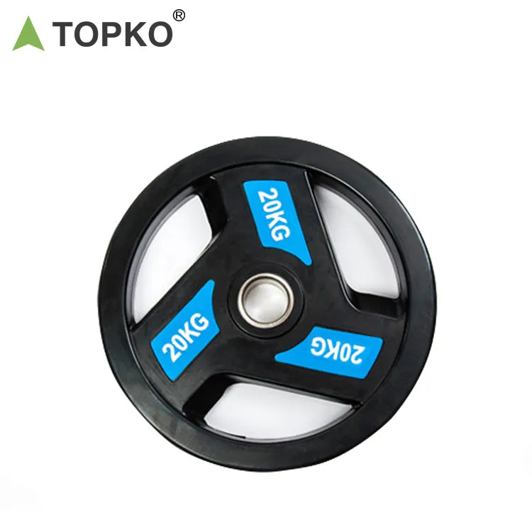 Black Three Holes Rubber Coated Weight Plates