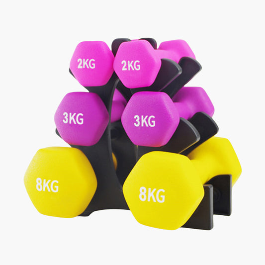 TOPKO Colored Neoprene Coated Dumbbell Set with Stand
