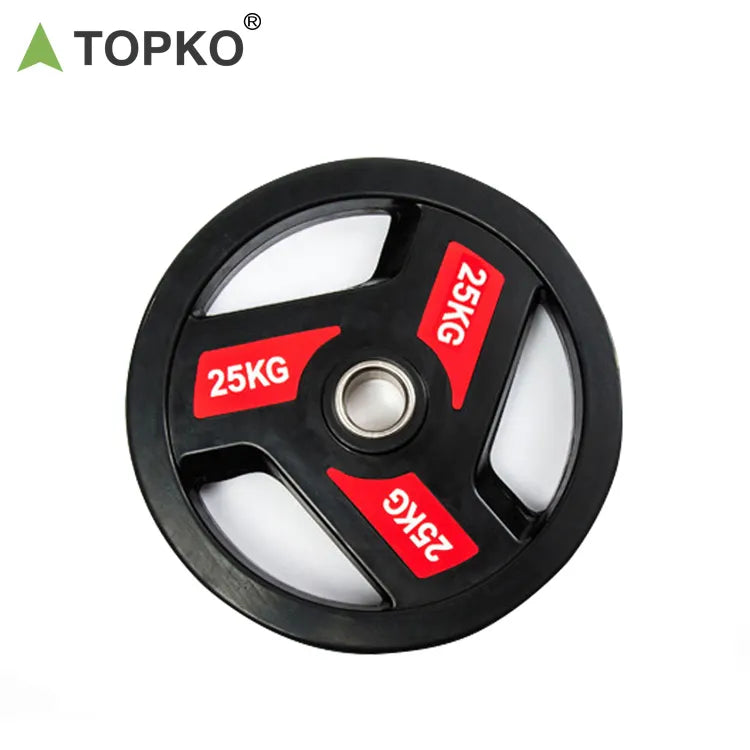 Black Three Holes Rubber Coated Weight Plates