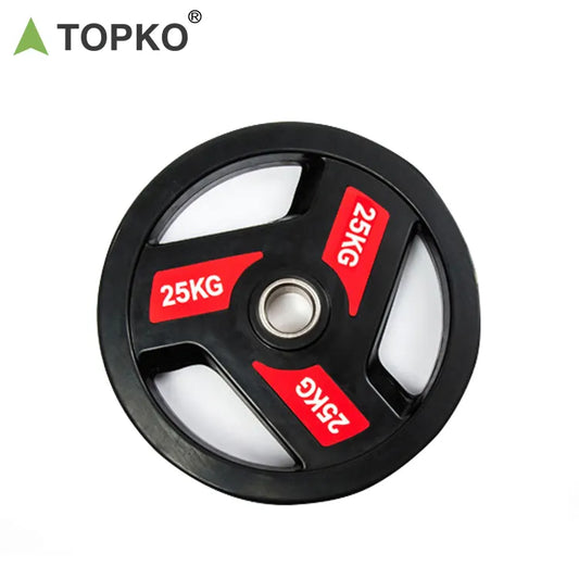 Black Three Holes Rubber Coated Weight Plates