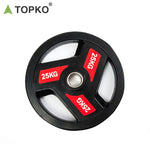 Black Three Holes Rubber Coated Weight Plates