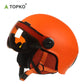 Snowboarding helmet with a visor