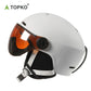 Snowboarding helmet with a visor