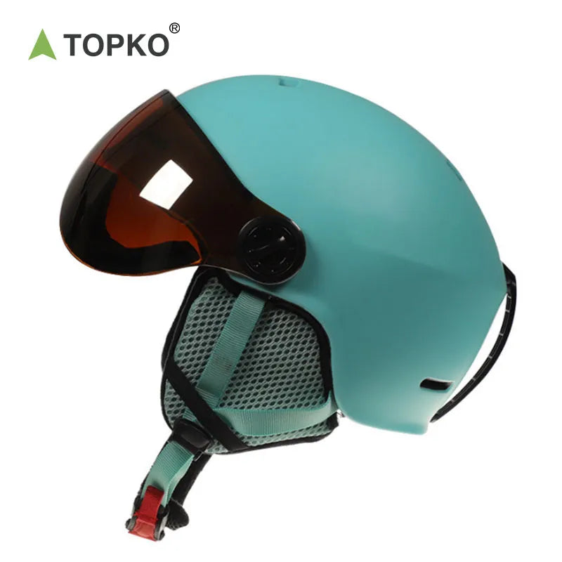 Snowboarding helmet with a visor