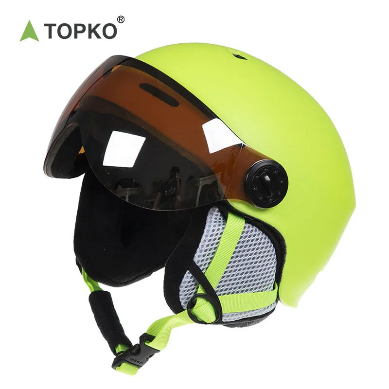 Snowboarding helmet with a visor