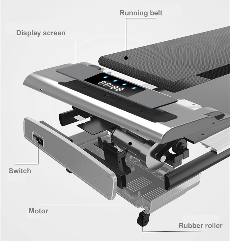 Compact Folding Treadmill with Wireless Remote Control and HD LED Screen